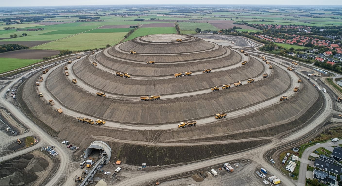 Aerial view of construction phase