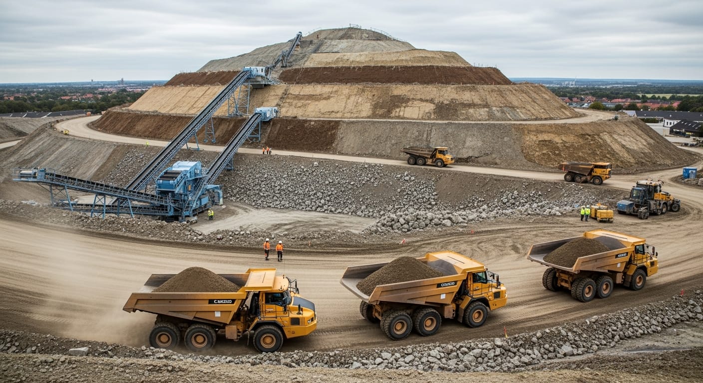 Construction with haulers and conveyors