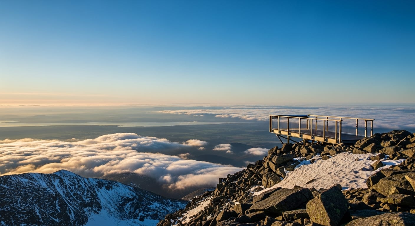 Summit observation platform above the clouds